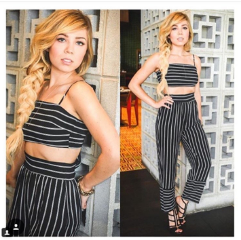 NastyGal striped wide legs pants